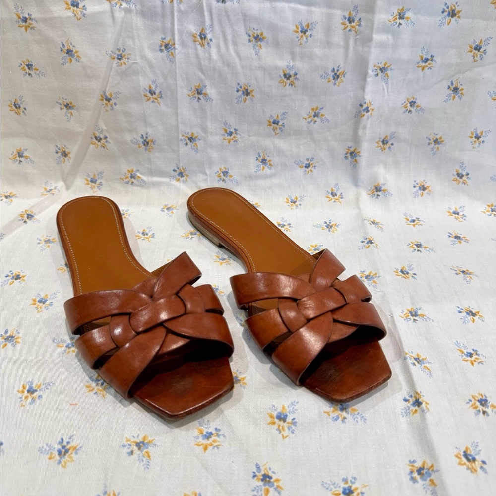 Yves Saint Laurent Brown Leather Women's tribute Sandals